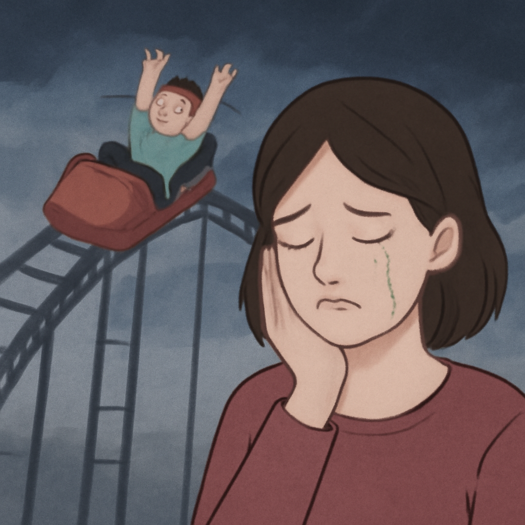 동생이 롤러코스터 타다가 날라가 죽는꿈을 꿨는데 슬픔