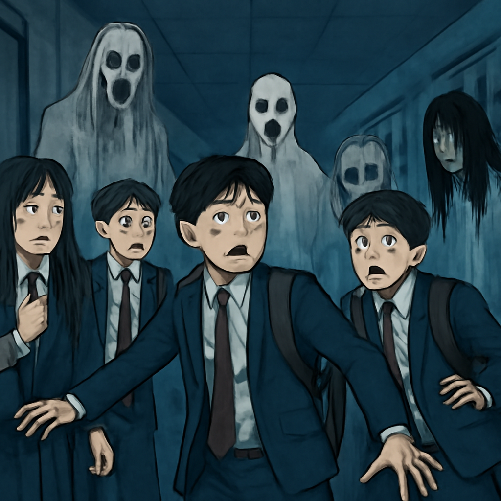 학교에서 귀신 여러 종을 친구들과 보면서 피해 다닌 꿈