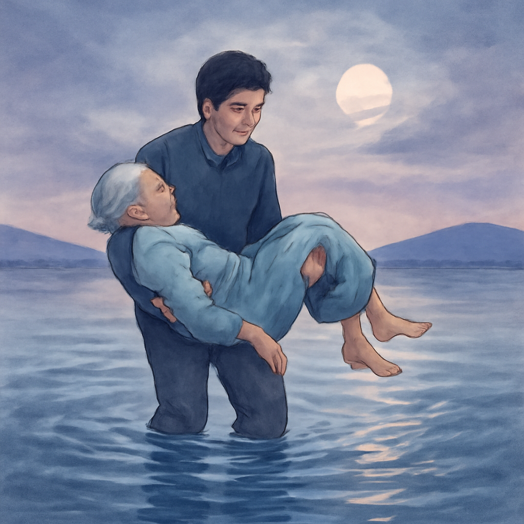 돌아가신 분을 업고 물위를 걷는꿈
