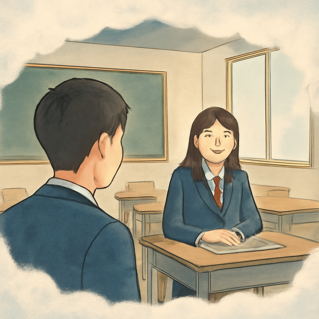학원에서 내가 걔 뒤로 가고 걘 나를보며 웃는 꿈