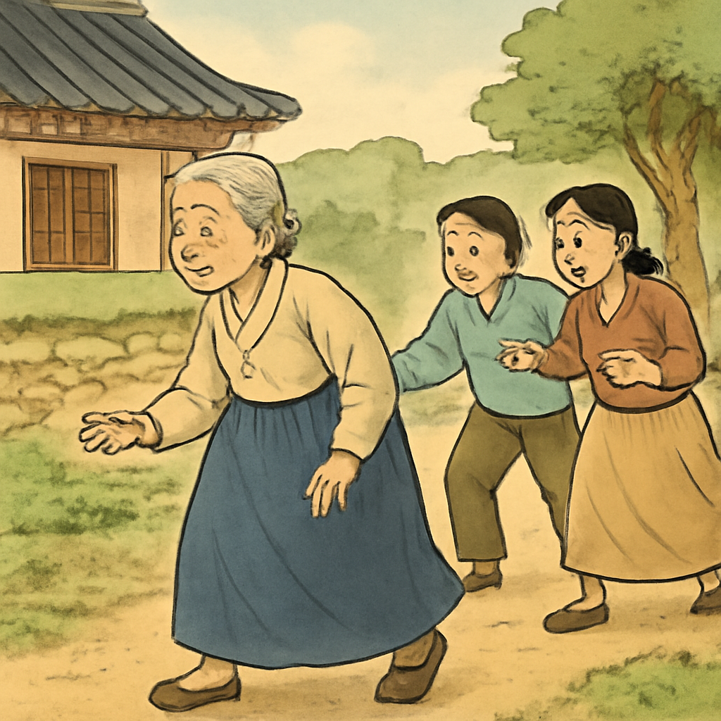 할머니가집안이곳저곳을돌아보는데우리가 쫒아다니다가깸