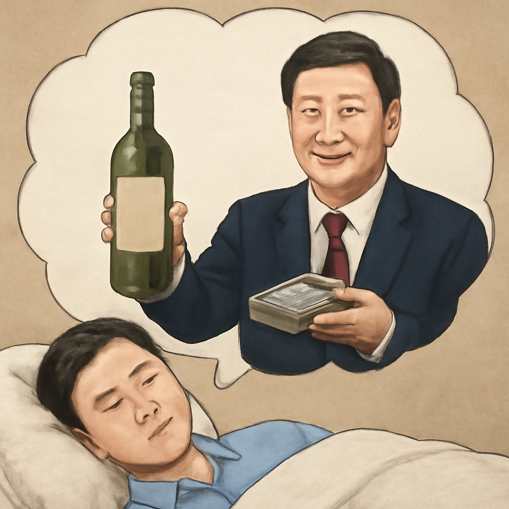 시진핑 주석에게서 술과 돈다발을 받는 꿈