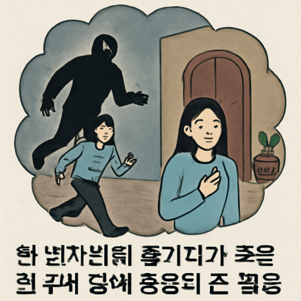 한남자한테 쫒기다가 죽은 칭구네집에 숭으러온꿈해몽