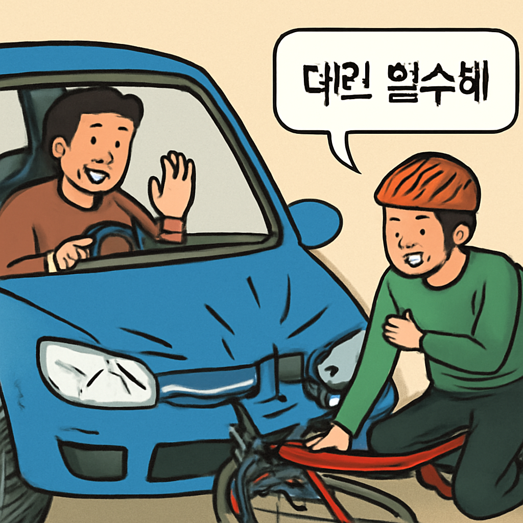 내가 운전중 자전거와 사고가 났고 상대방이 대인 접수해