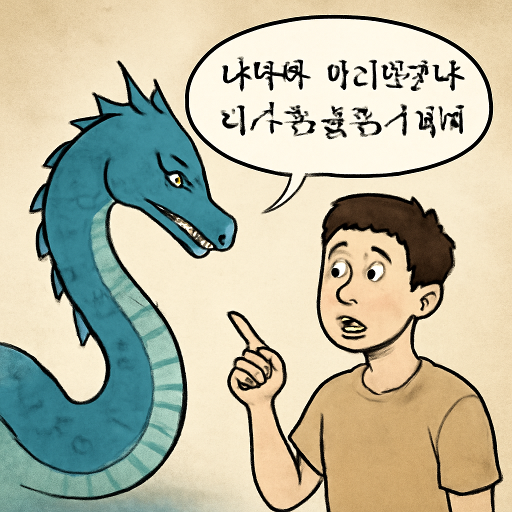 바다색깔용이 나한테 어리석구나 니가본용은가짜다라고말했다