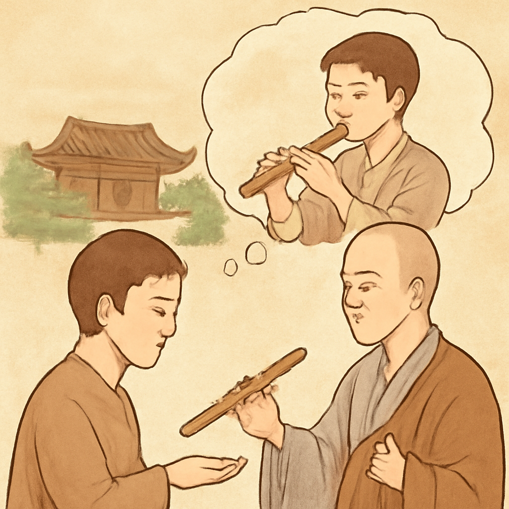 절에서만난 스님이나한테 피리를줘서피리를받고피리를부는꿈