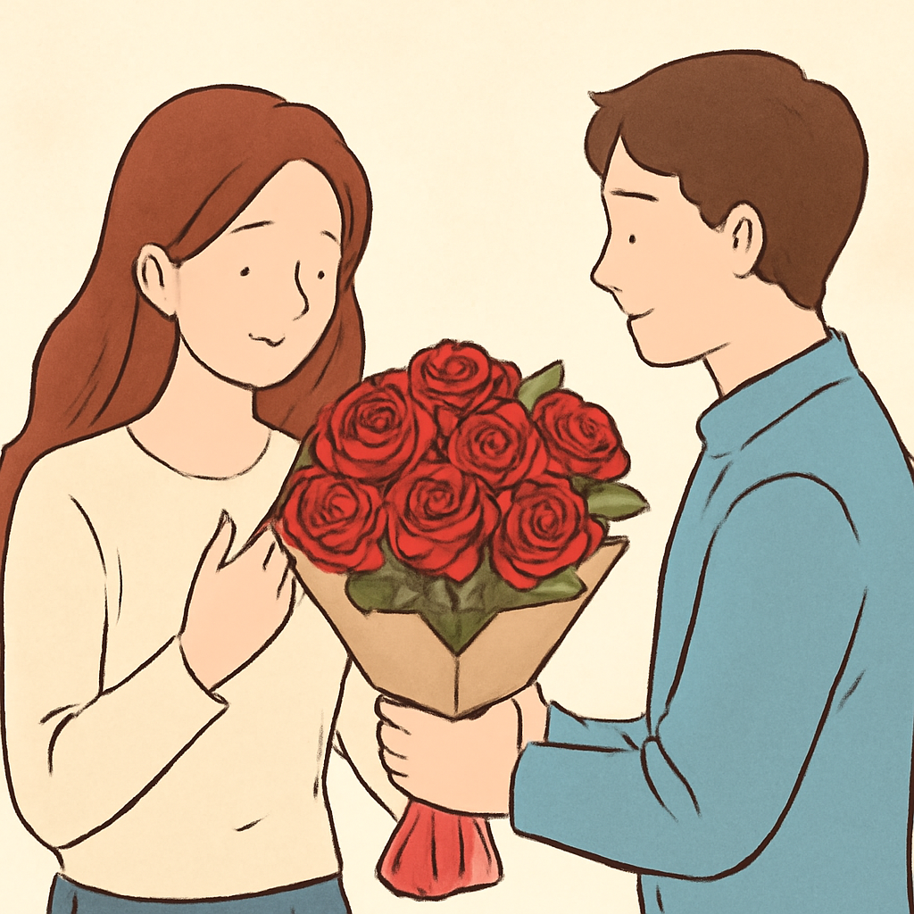 아는 사람이 장미꽃다발 주는꿈