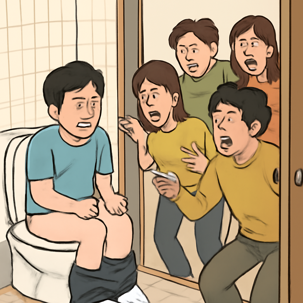 똥싸고 있는데 여러명이 들어오고 구경하고 있어서 싸우는