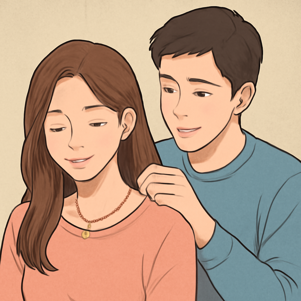 좋아하는 남자가 내목에 목걸이를선물로 착용해주는꿈