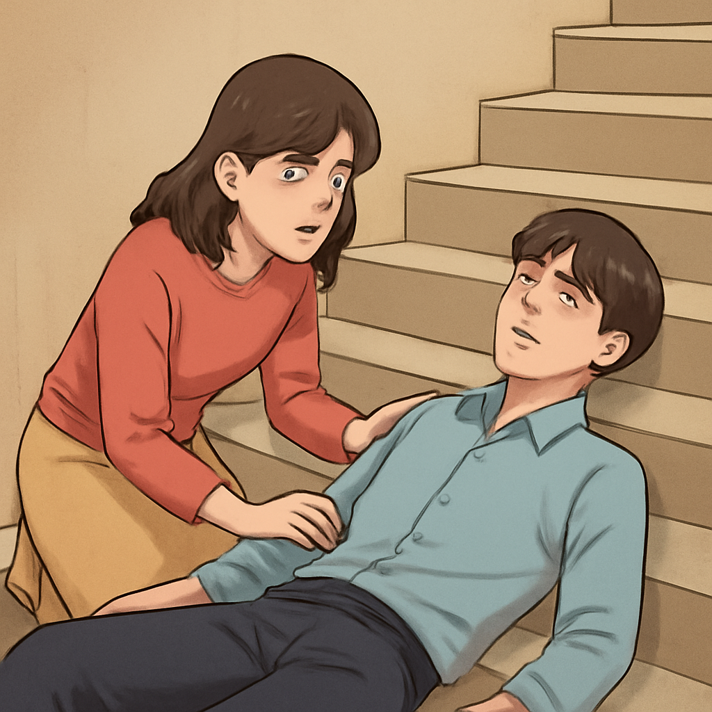 좋아하는 남자애가 계단에 쓰러져 있어서내가이르켜주는꿈