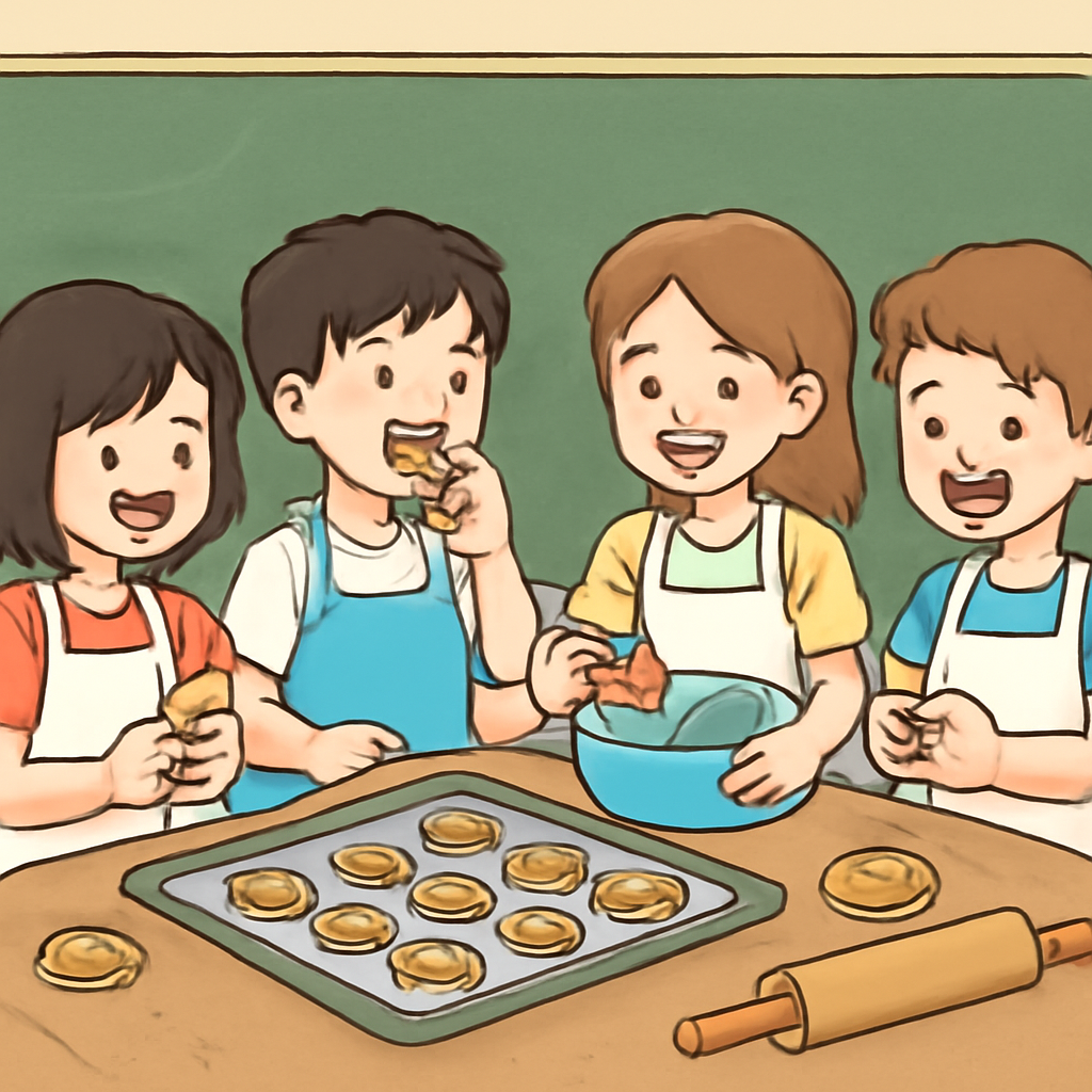 학교 아이들끼리 쿠키를 만들어 먹는 꿈