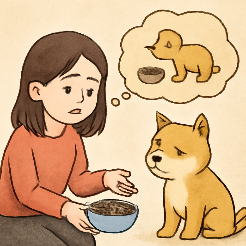반려견에게 밥을 주지만 먹지 않는 꿈