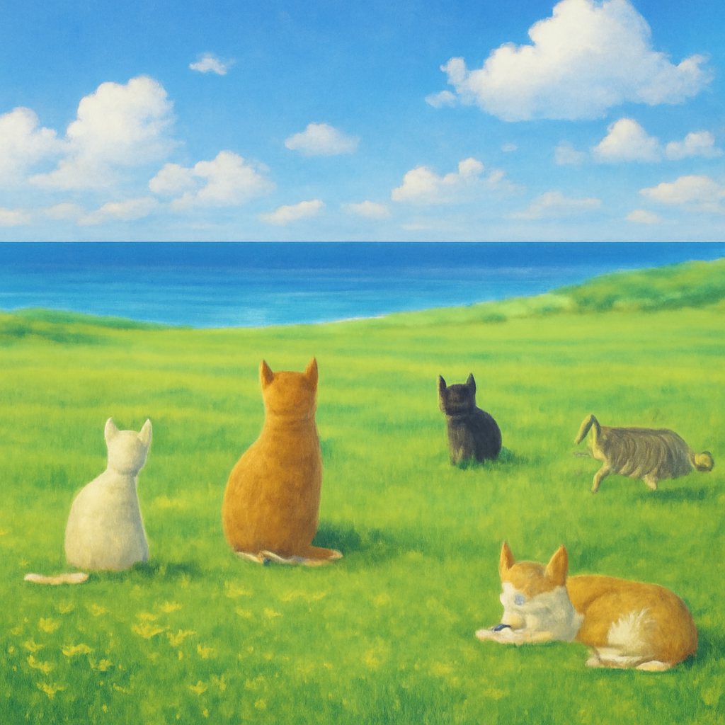 푸른바다를보며 드넒은초원에 고양이여러마리가있는꿈 - 꿈 해몽, 꿈 풀이(+자세한 해석)이미지