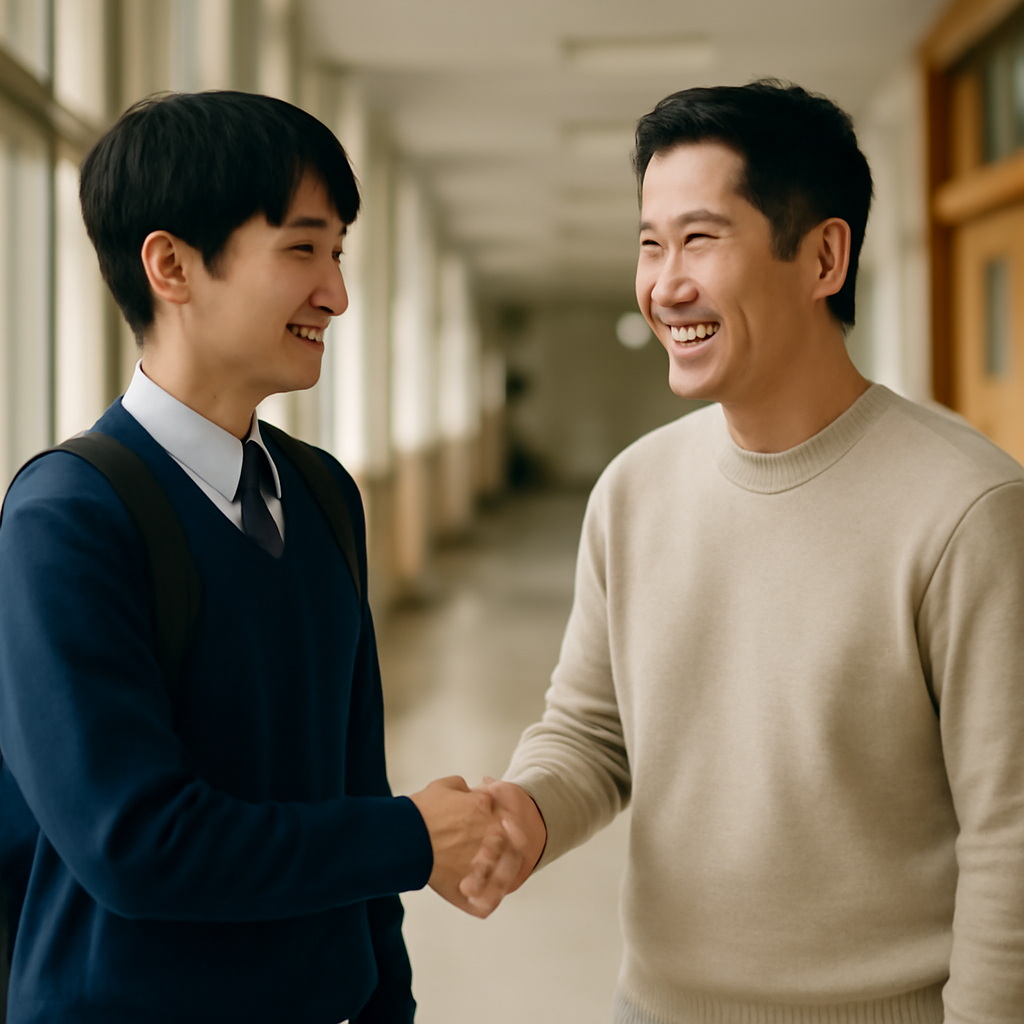 신동엽이랑 학교에서 우연히 만났는데 서로웃으면서 악수하 - 꿈 해몽, 꿈 풀이(+자세한 해석)이미지