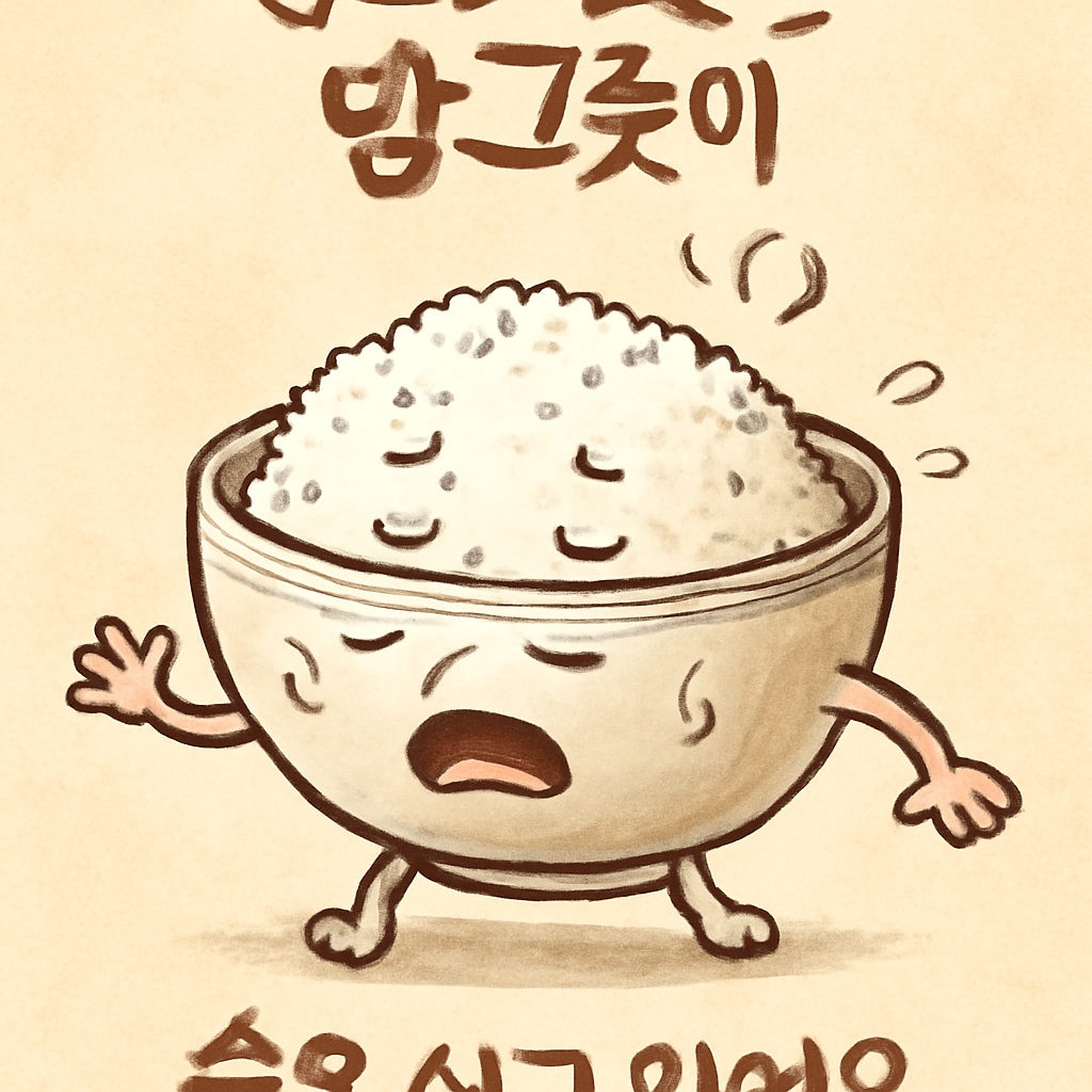 밥이쉬어있는밥그릇이
숨을쉬고있어요