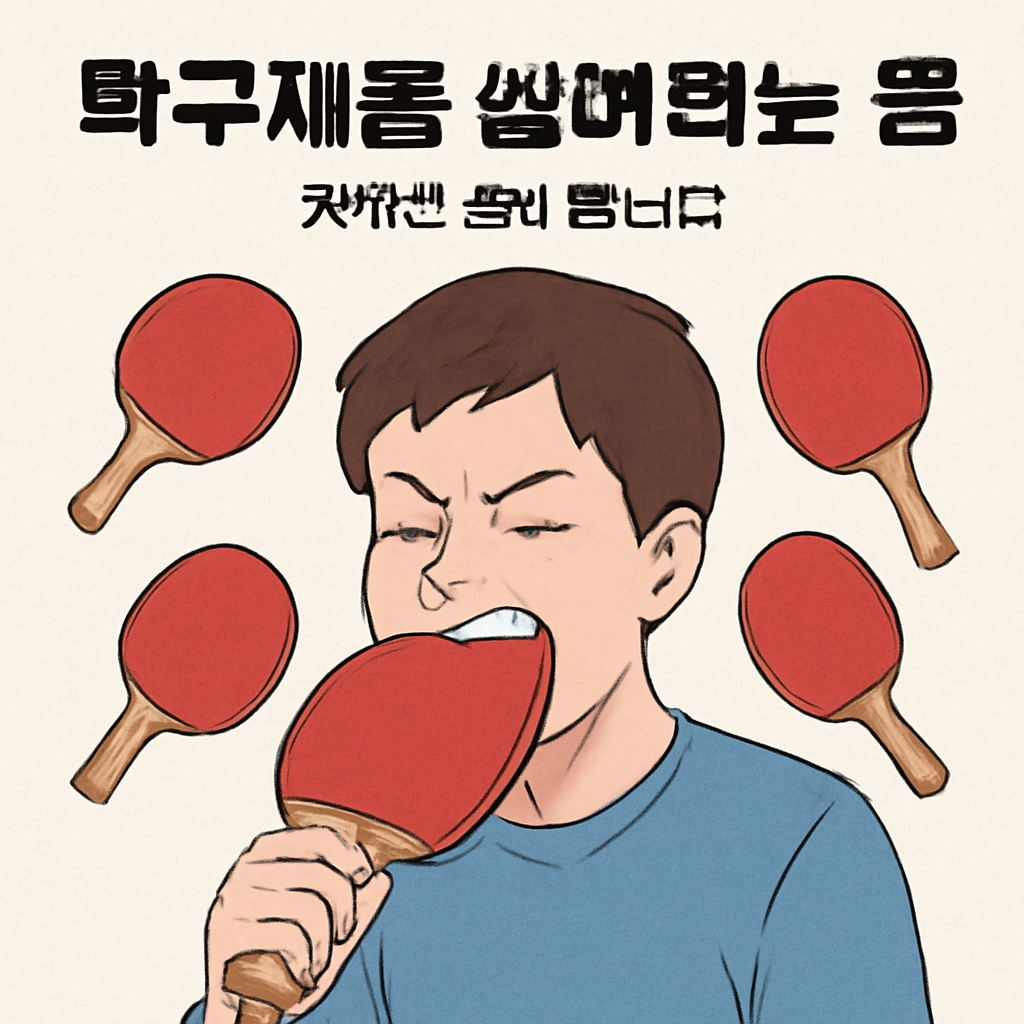 탁구채를 씹어먹는 꿈.갯수는 5개 입니다