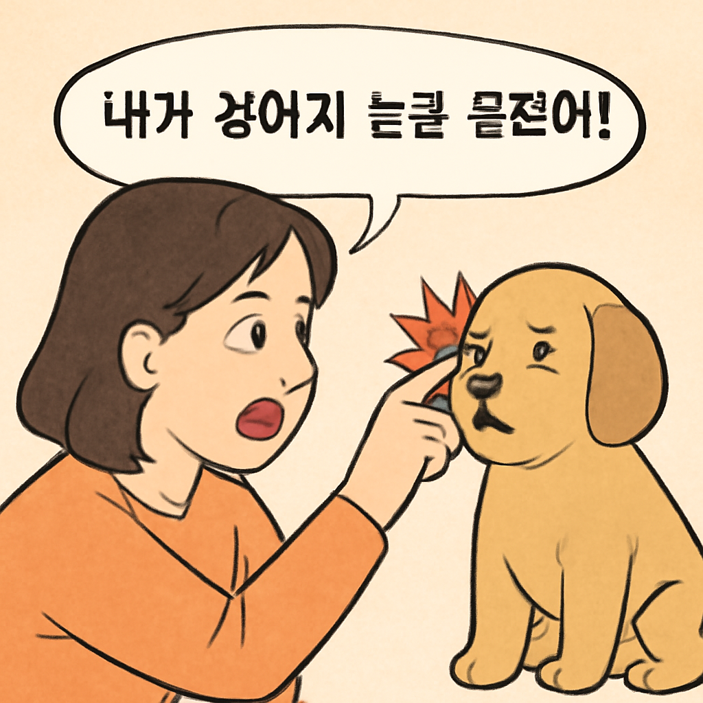 내가 강아지 눈을 찔렀어