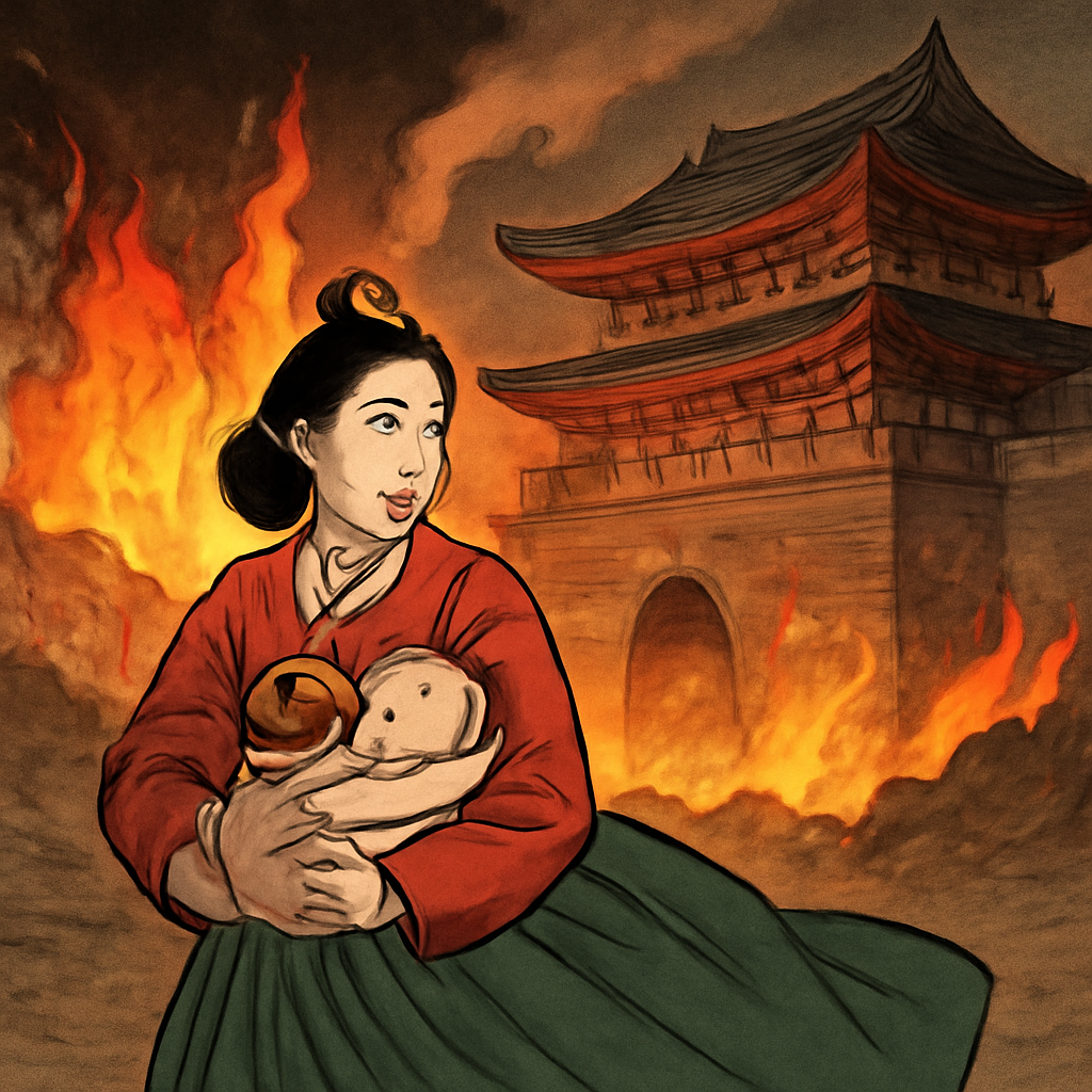 궁궐에 큰불이낫는데 왕비가 애기를 피신하는데 내가 않은 - 꿈 해몽, 꿈 풀이(+자세한 해석)이미지