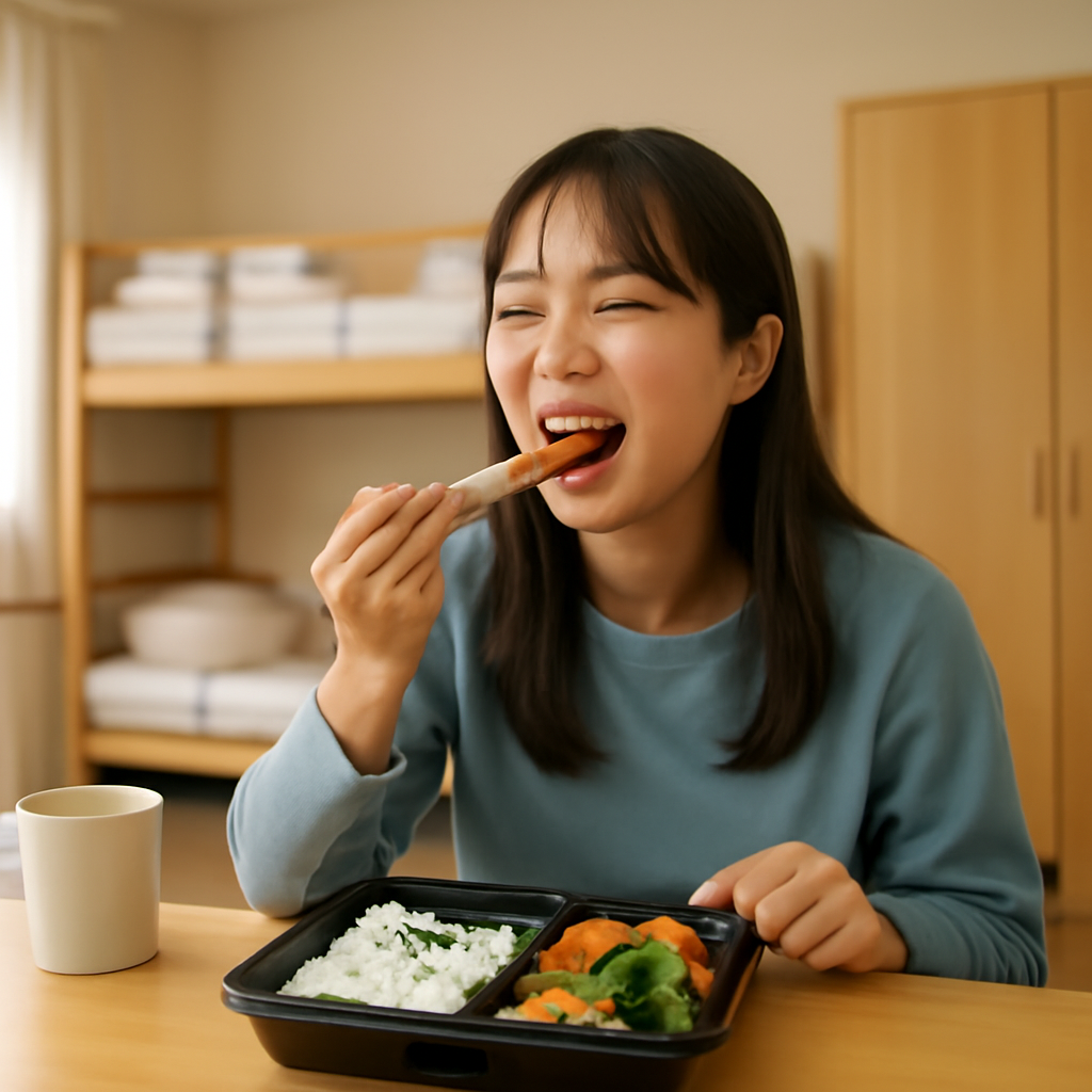 아이돌숙소에서 음식을 먹음