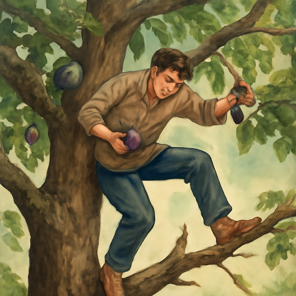 무성한 고목에올라가무화과를 따먹엇는데내려오고나니 부러져