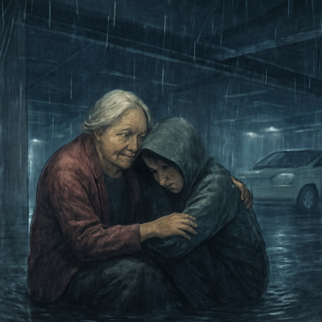 비가 많이 오는데 돌아가신 할머니랑 지하주차장에서 갇힘