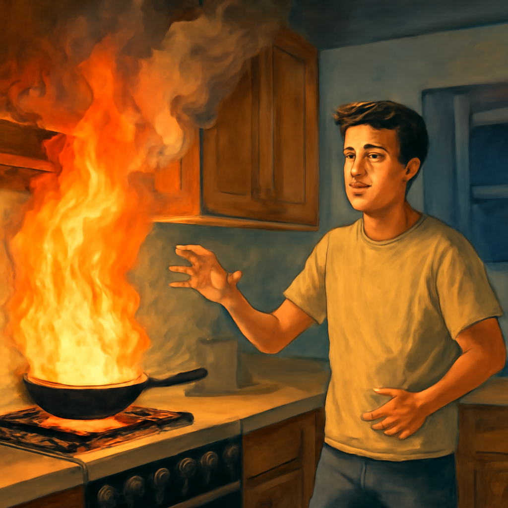 집 주방에 불이 났지만 스스로 꺼지는 꿈 - 꿈 해몽, 꿈 풀이(+자세한 해석)이미지