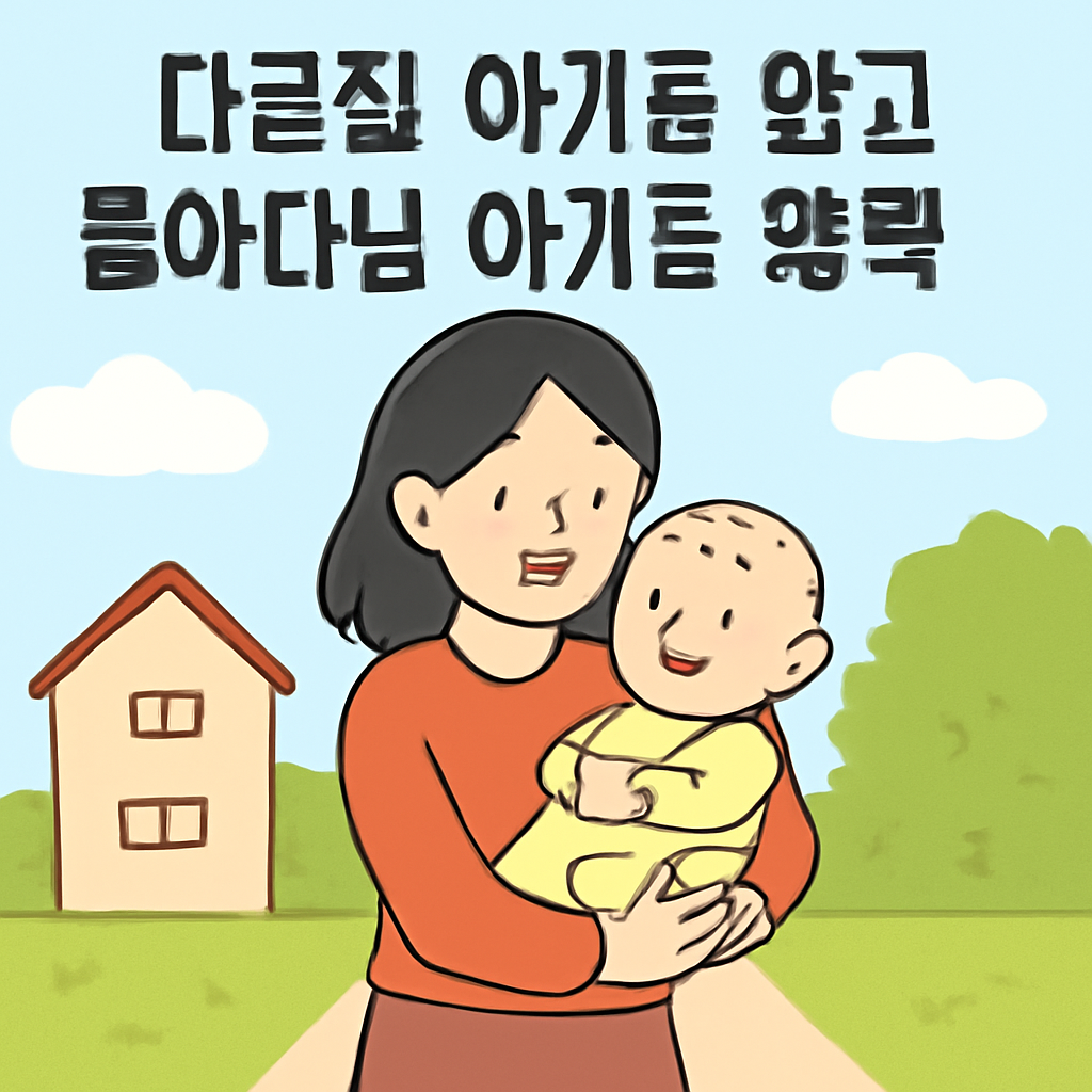 다른집아기를안고돌아다님아기도행복나도행복