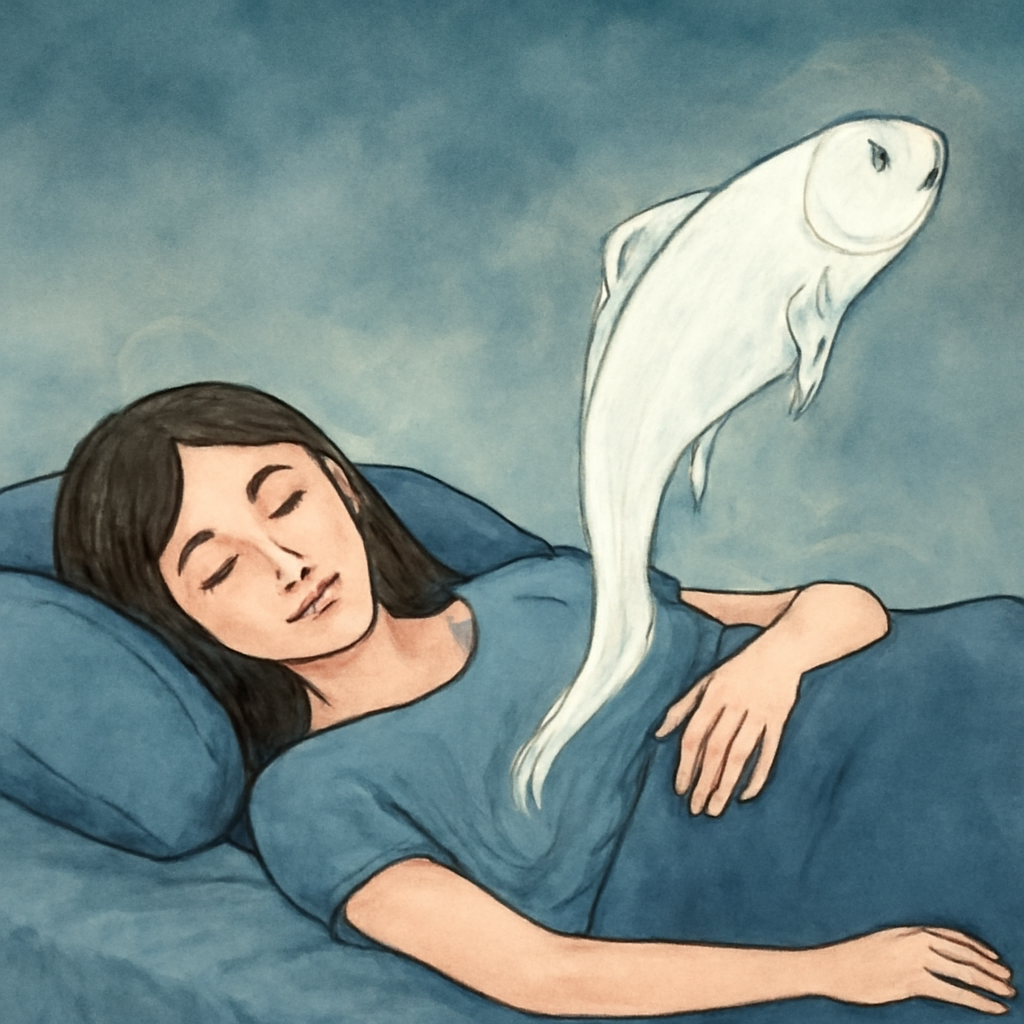 쉬하다 흰 물고기가 내 몸에서 나오는 꿈