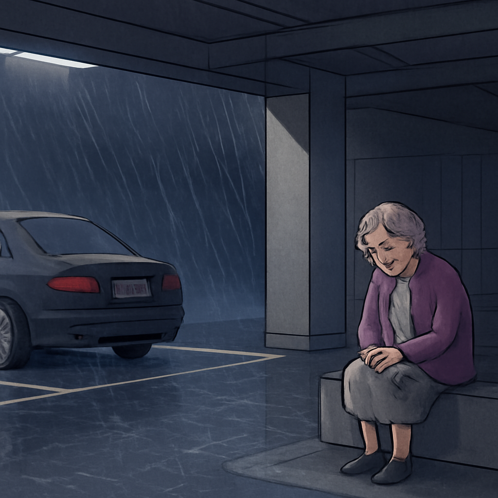 비가 많이 와서 지하주차장에서 돌아가신 할머니랑 못 옴