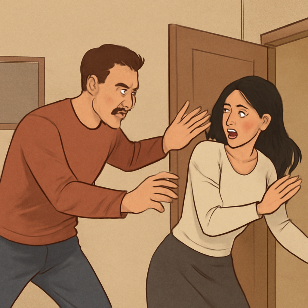 남편이 화가나서
나를때리려고 달려들이려하는걸
난 피한다