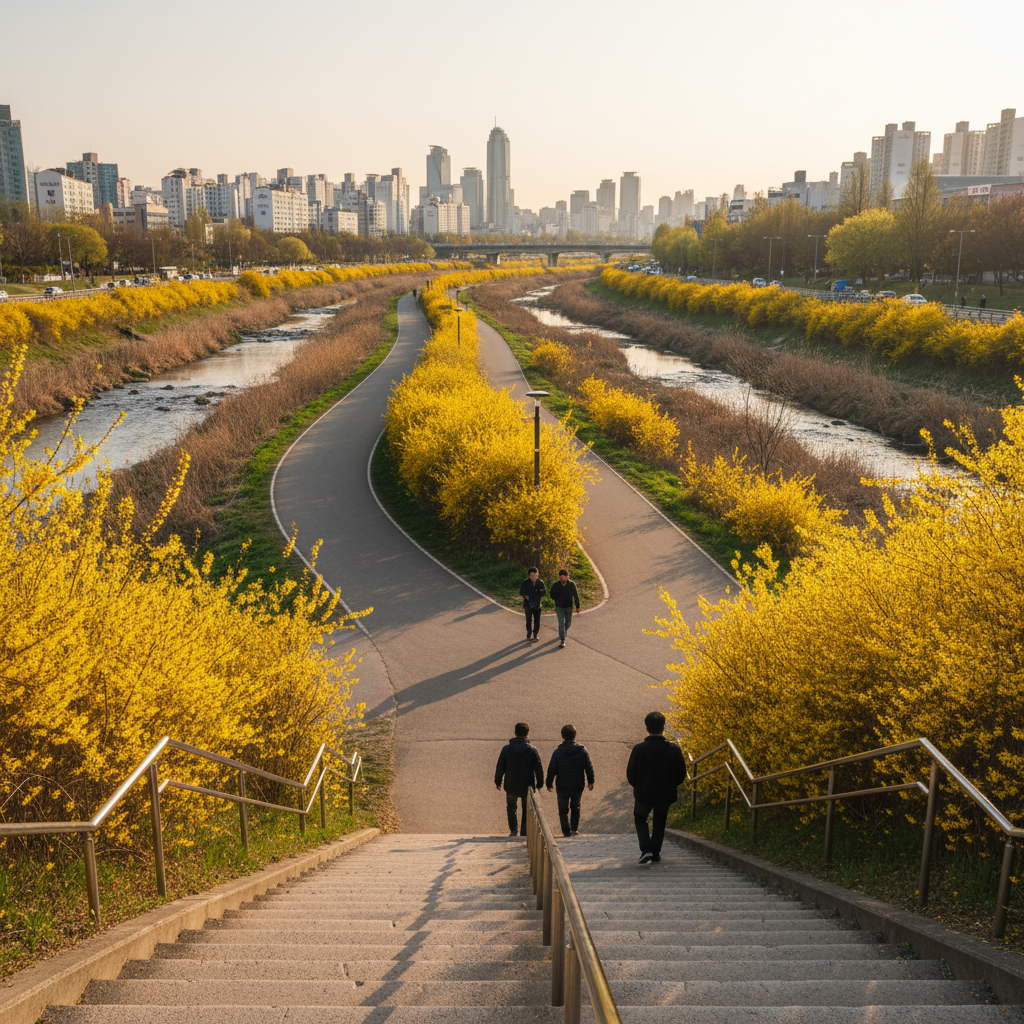 내려갈 땐 응봉역 방향: 계단 vs 완만한 길 선택하기