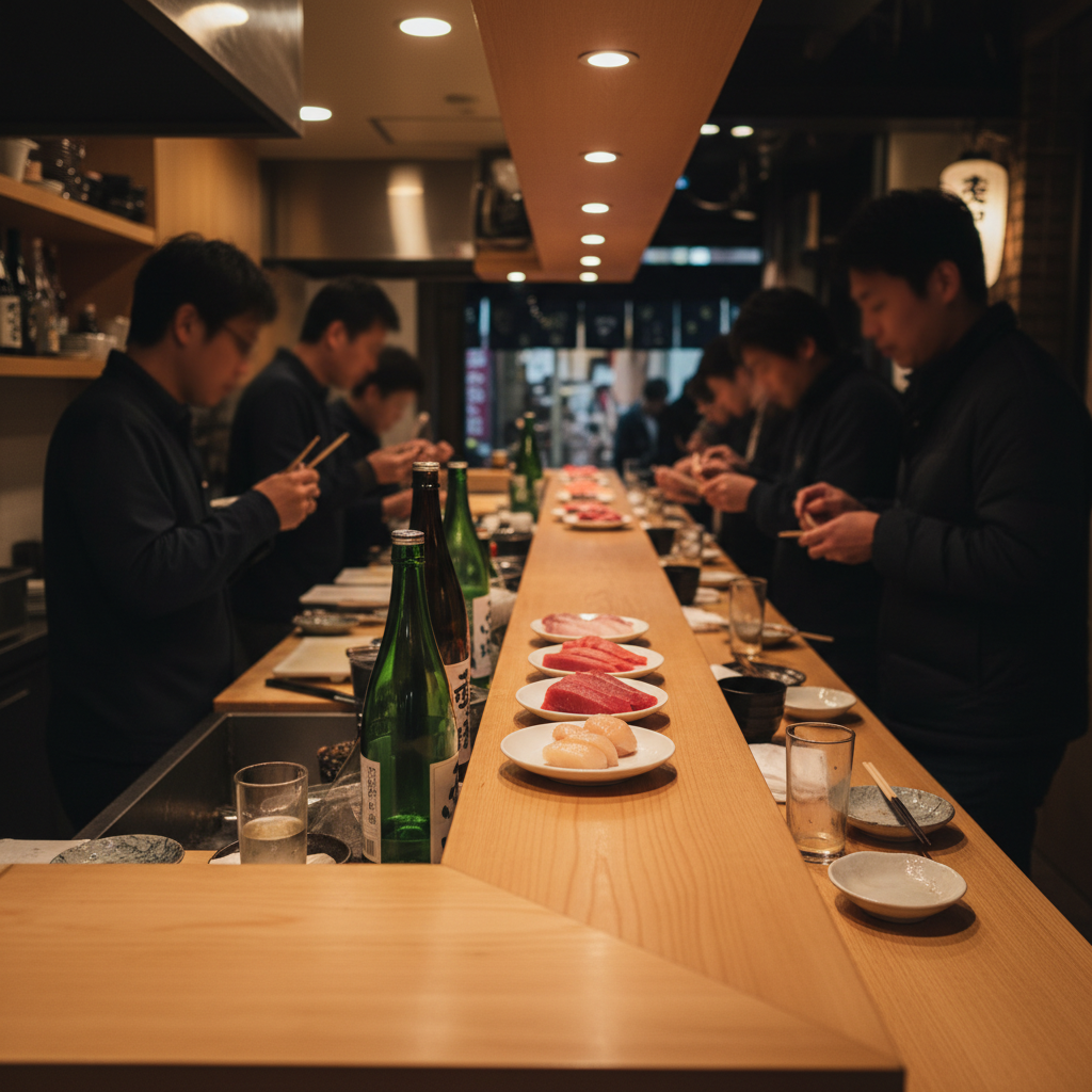 오사카 오마카세, 비싸기만 한 줄 알았죠? 1만 엔 안팎으로 즐긴 스시 두 곳 후기 2 동네에서 가볍게: 텐카차야 엣츄야, “서서 먹는 오사카 스시 맛집”의 매력