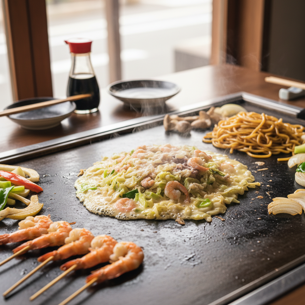 후쿠오카 텐진 다이묘에서 ‘몬자+철판+술’ 한 번에 끝내기: 명란 무제한의 유혹, 저는 이렇게 즐겼어요 3 몬자만 먹고 끝내기 아쉬울 때: 철판 메뉴로 흐름 만들기