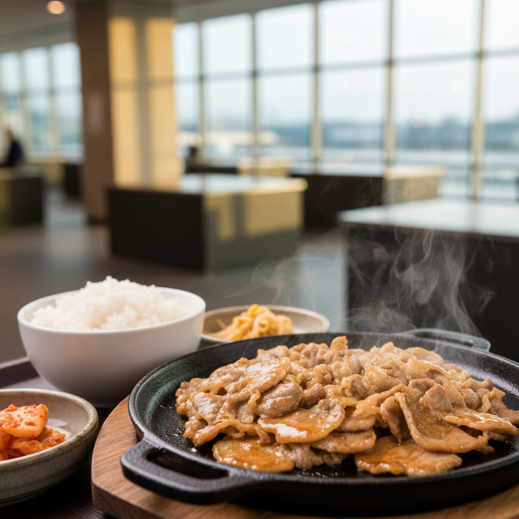 후쿠오카공항 국내선 3층 ‘새 식당가’에서 출국 전 한 끼, 제가 직접 동선까지 정리해봤어요 3 덴진호르몬: 뜨거운 철판에 밥 한 공기 추가는 거의 필수