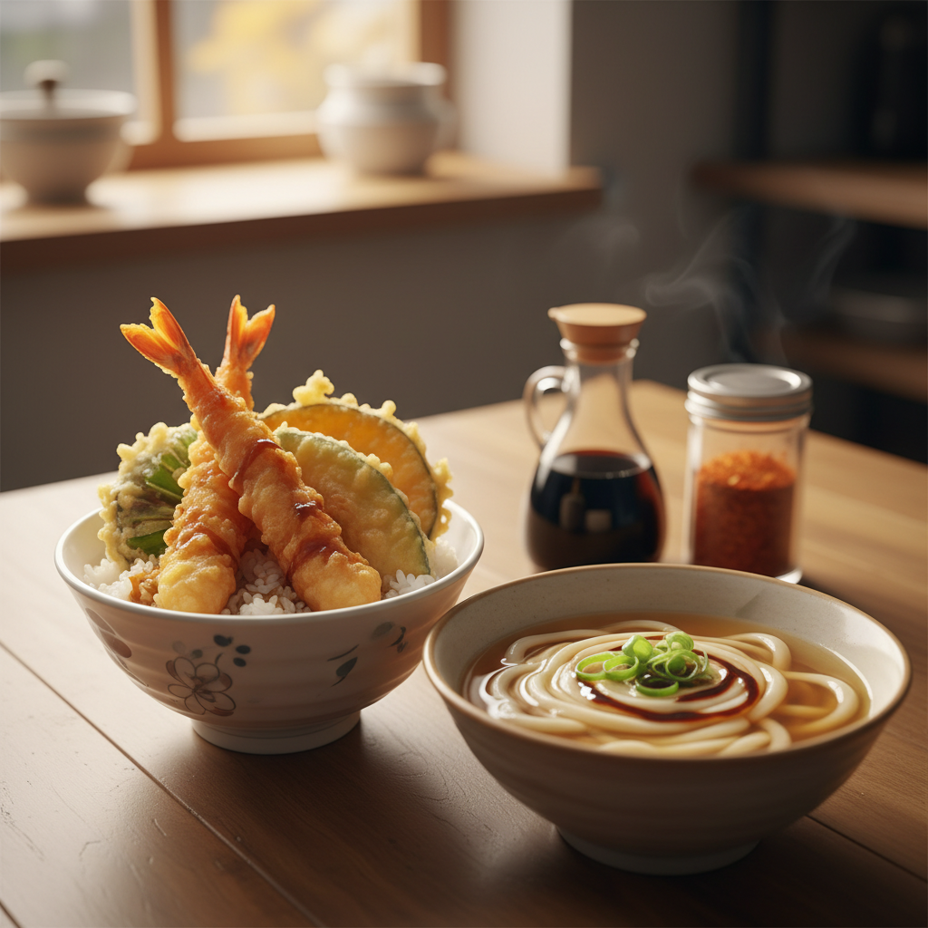 후쿠오카에서 ‘새벽에 배고프면’ 여기로: 24시간 우동집과 텐진 중고쇼핑 동선까지 2 우동만 먹기 아쉬울 때: 덮밥이 의외로 강력해요