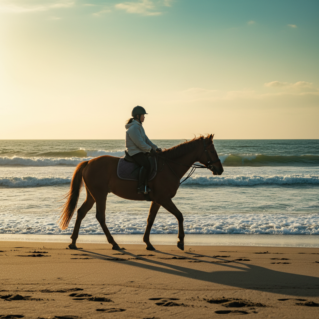 바다에서 시작하는 체험: 해변 승마로 여행 텐션 올리기 (후쿠오카여행 필승 카드)