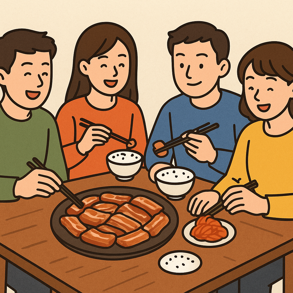 4명이서 고기, 김치,밥을 배부른데 미션처럼 나눠먹음 - 꿈 해몽, 꿈 풀이(+자세한 해석) 꿈 해몽 썸네일