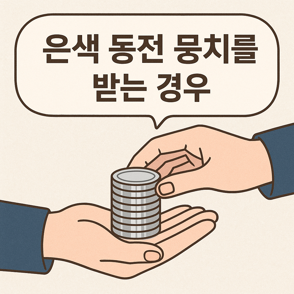 은색  동전 뭉치를 받는  경우꿈해석 꿈 해몽 대표 이미지