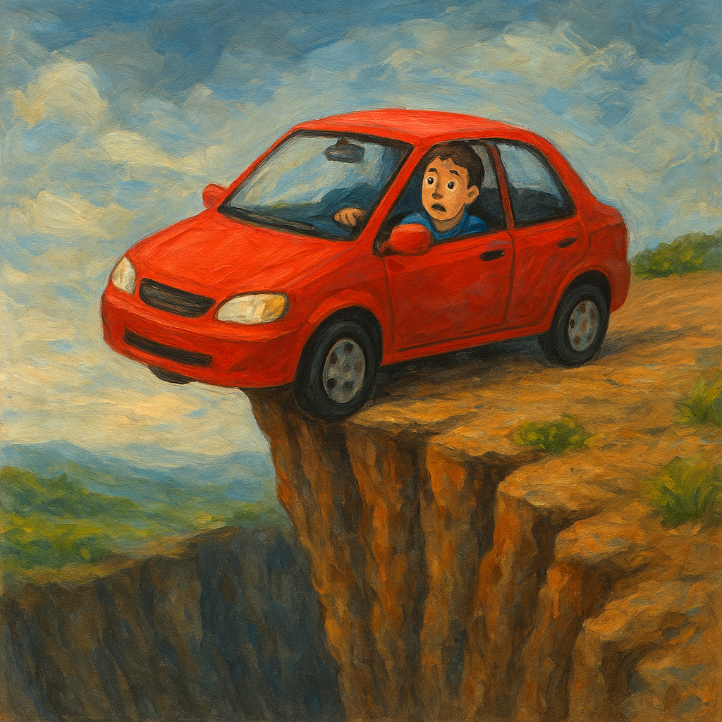 차가 낭떠러지에서 떨어질뻔 했는데 다행히 멈춰서 살았음 꿈 해몽 대표 이미지