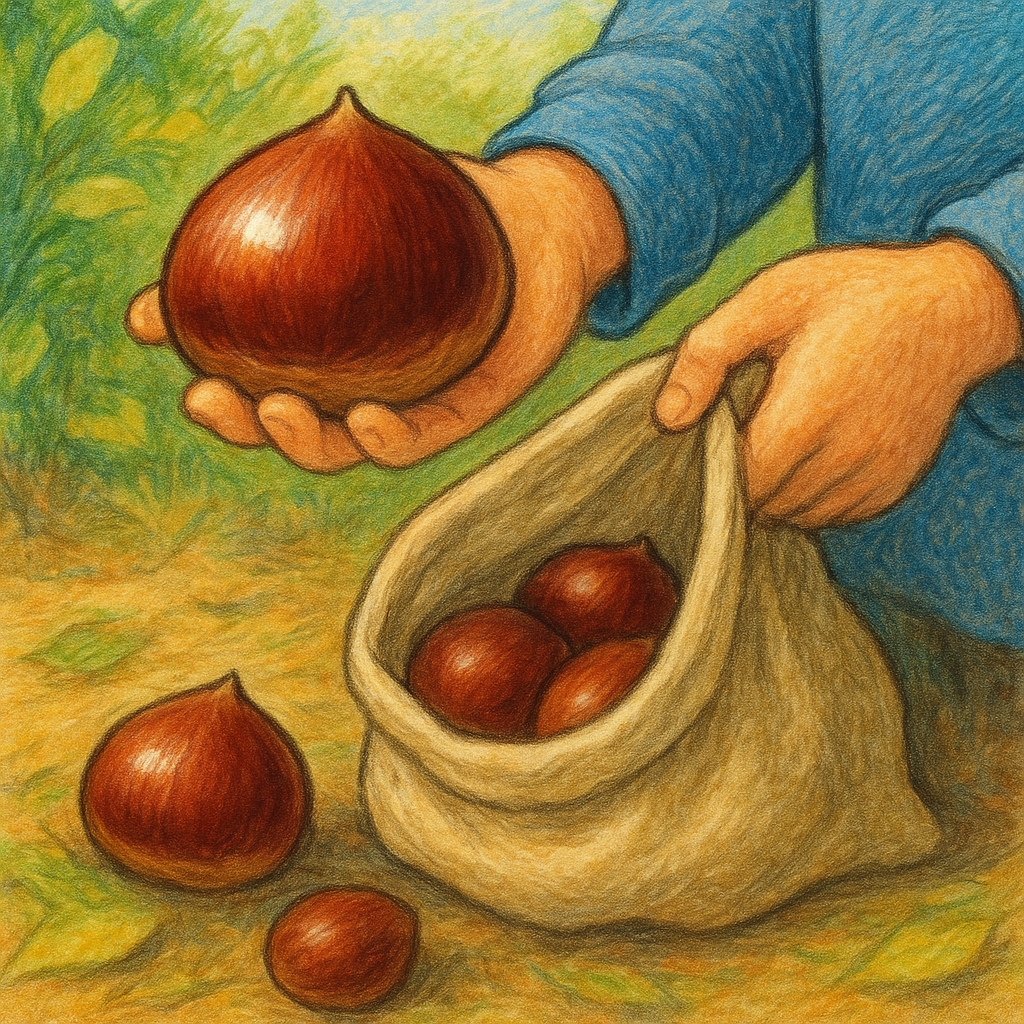 빛나고 큰 알밤을주워주머니에채우고봉지에담는꿈 꿈 해몽 대표 이미지