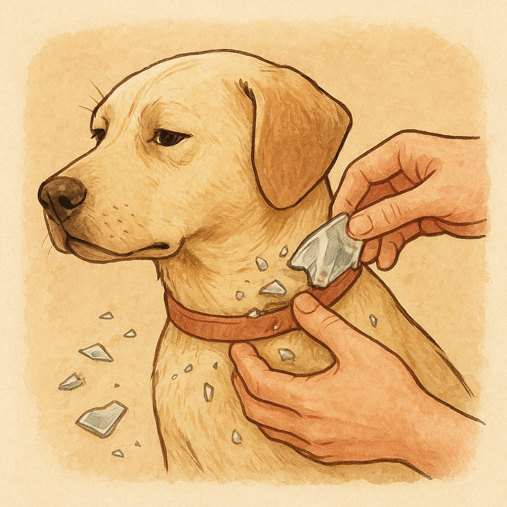 강아지목에 깨진 유리잔 빼줬는데 유리가루가 군데군데 꿈 해몽 대표 이미지