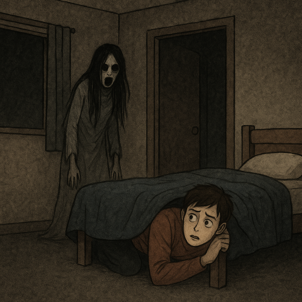 귀신이 집에 나타나서 내가 방에 숨는 꿈 꿈 해몽 대표 이미지