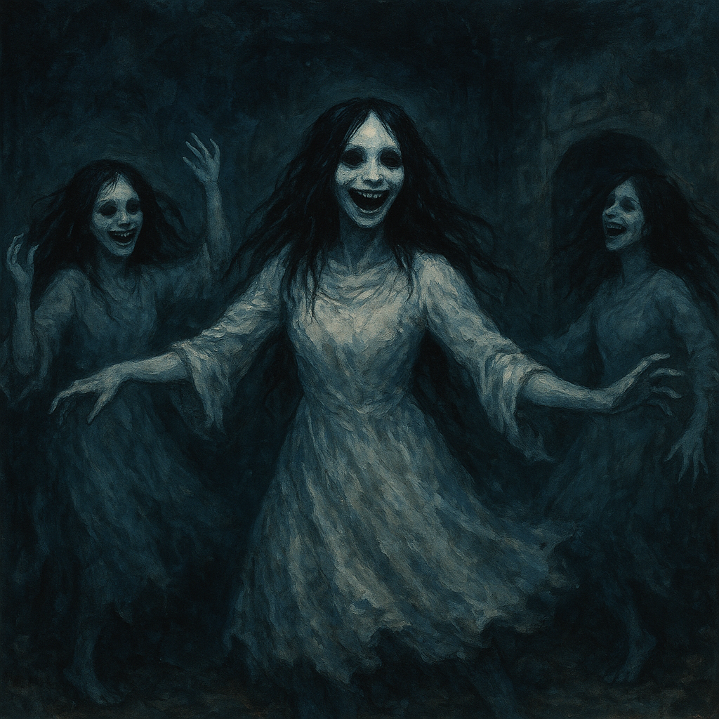 낯선곳에서 여자 귀신들이 웃으며 춤을추고있고 말을 검 꿈 해몽 대표 이미지