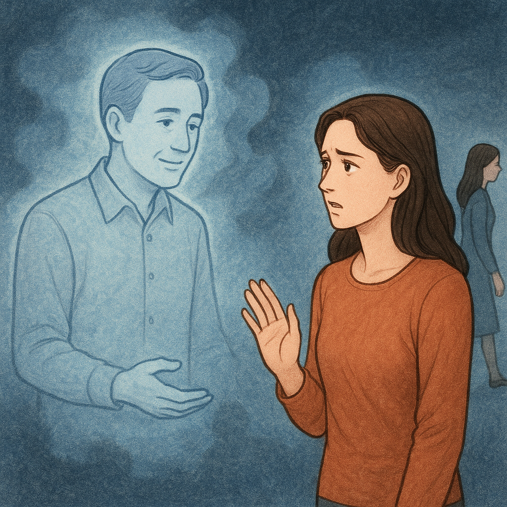 죽은전남편이 어느여자에게가려고 나에게 물어보는꿈 꿈 해몽 대표 이미지