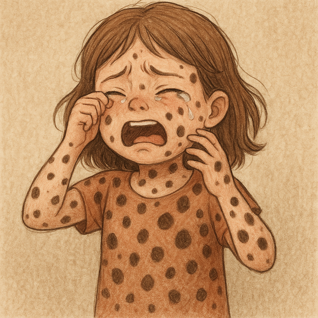 딸아이상반신갈색몸에검은반점들이생겨나딸아이가우는꿈 꿈 해몽 대표 이미지