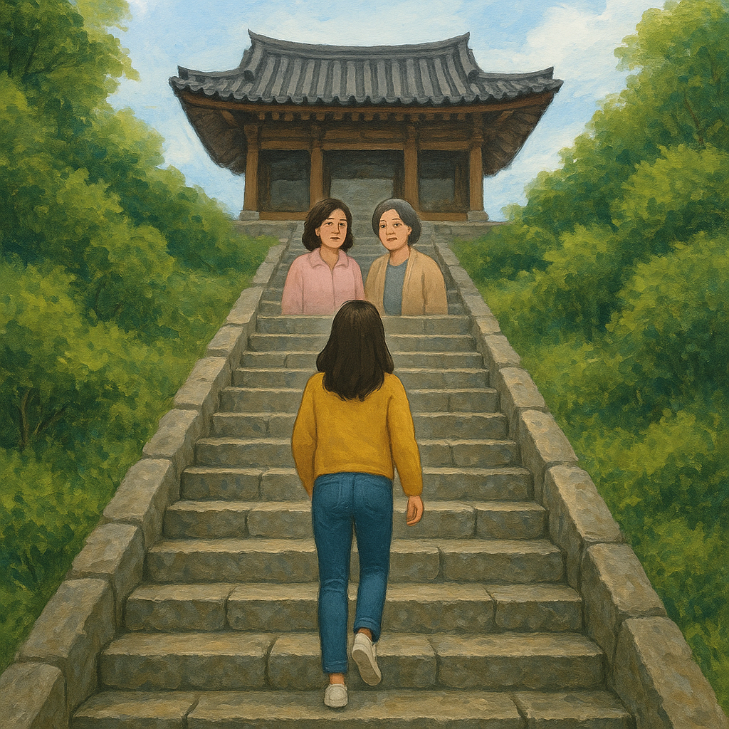 계단을올라정상에도착한곳이사찰이였어요그리고그곳에서저희엄마와이모를만났어요
이제올라왔네고생했다하셨어요 - 꿈 해몽, 꿈 풀이(+자세한 해석) 꿈 해몽 썸네일