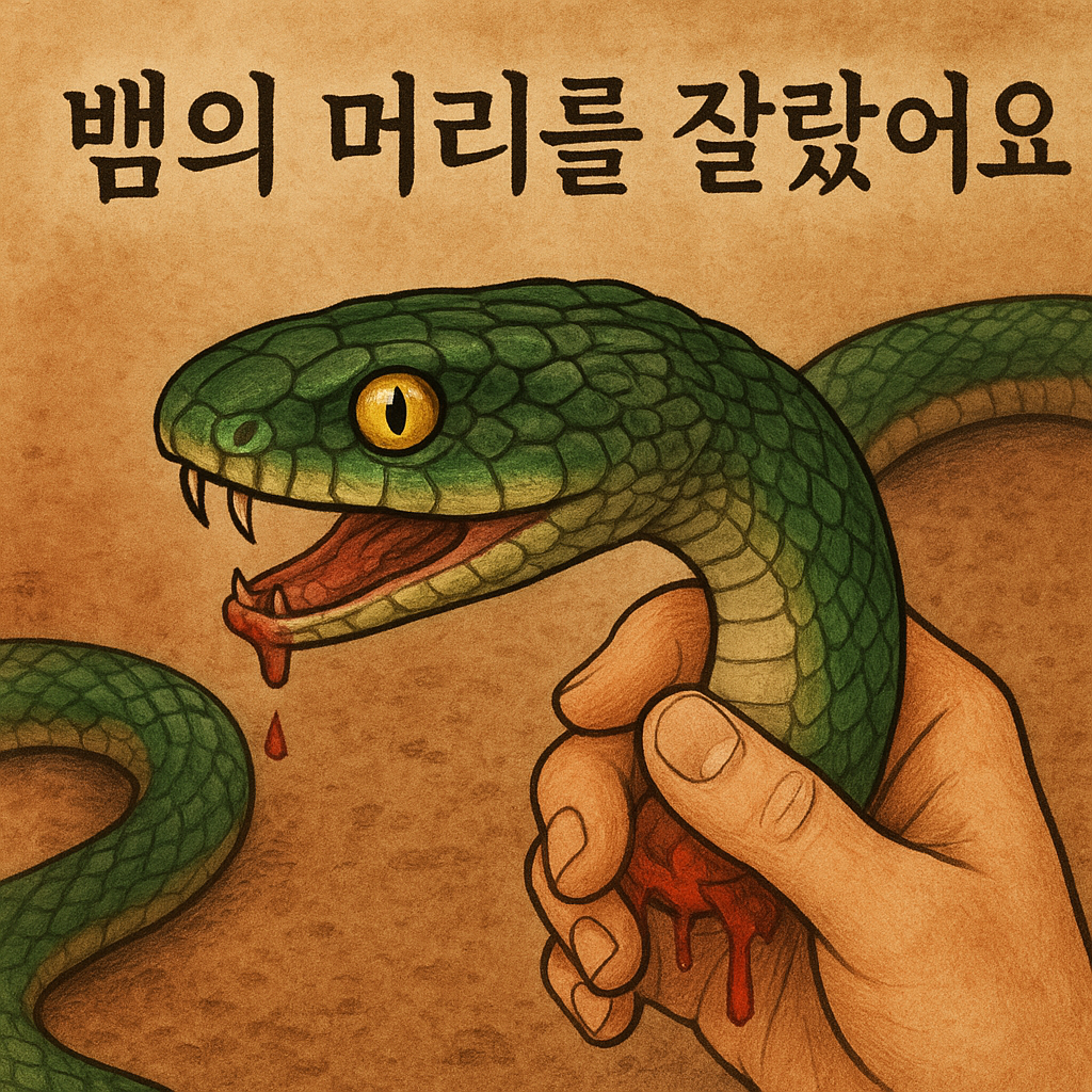 뱀의 머리를 잘랐어요