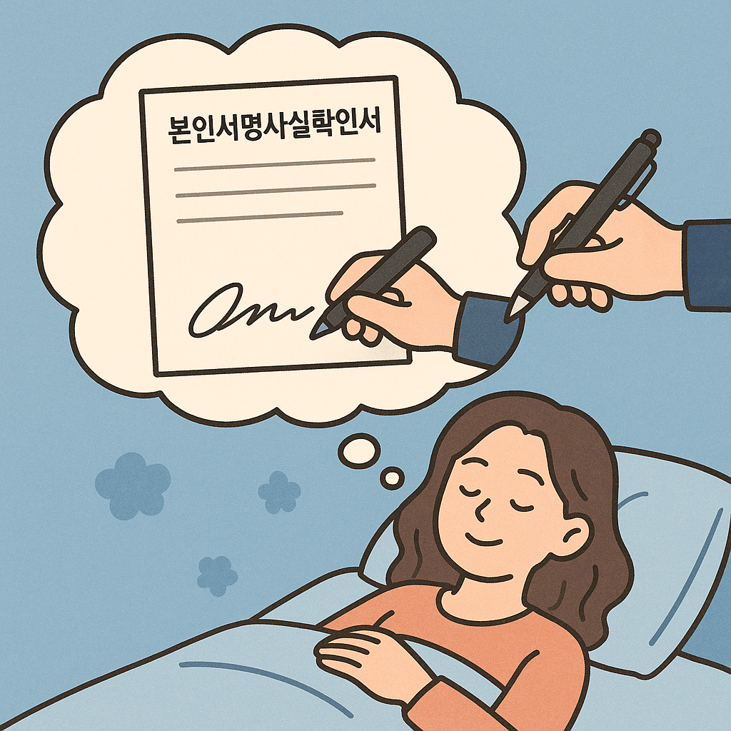 본인서명사실확인서 떼는 꿈 꿈 해몽 대표 이미지